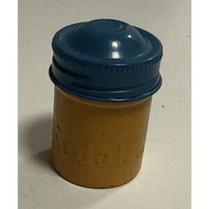 Kodak 35mm Empty Metal Film Canister Tin Yellow with Blue Cap Lid Vintage
